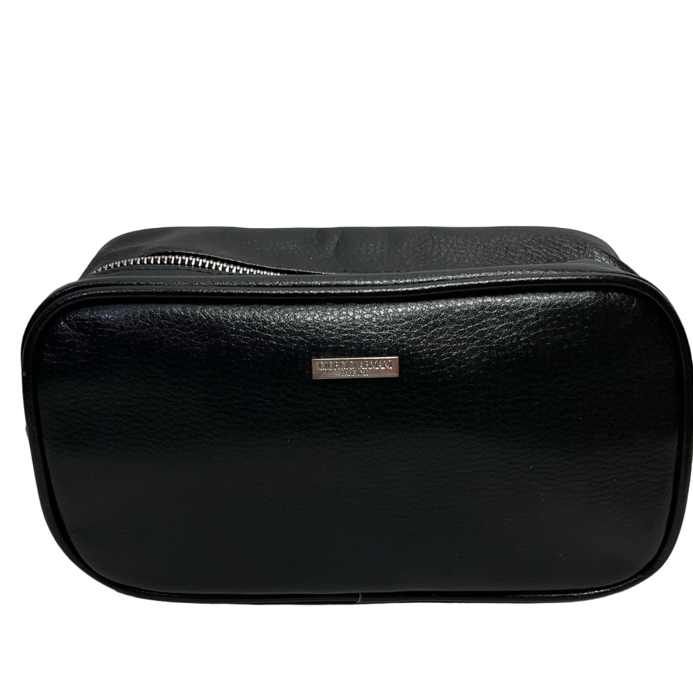 GIORGIO Armani Parfums Black Faux Leather Men's Tolietry Bag EUC